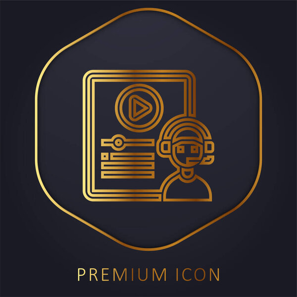Blended Learning golden line premium logo or icon
