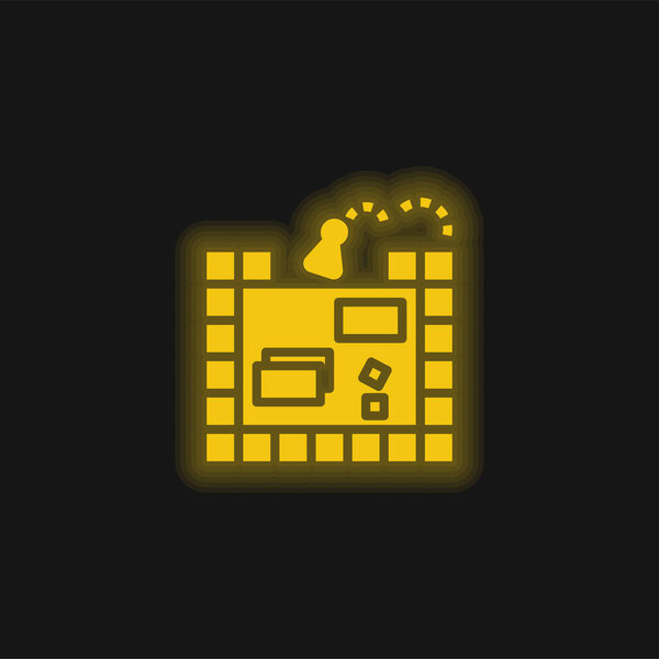 Board Game yellow glowing neon icon