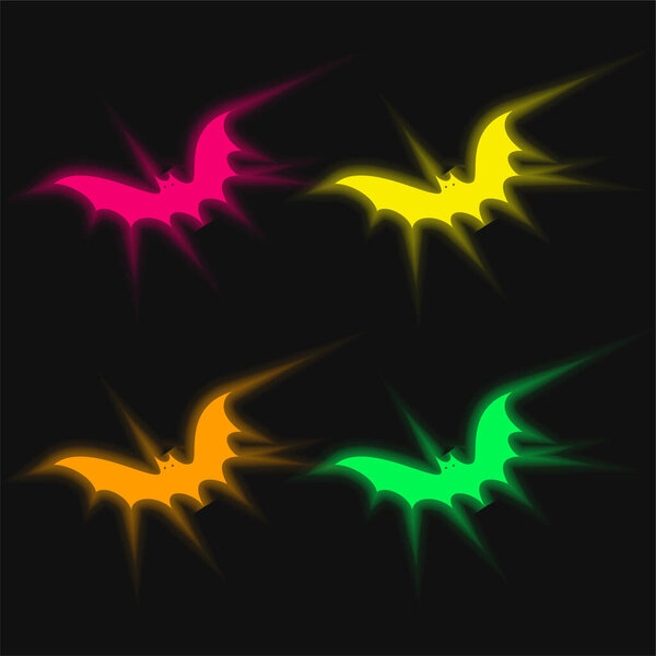 Bat four color glowing neon vector icon