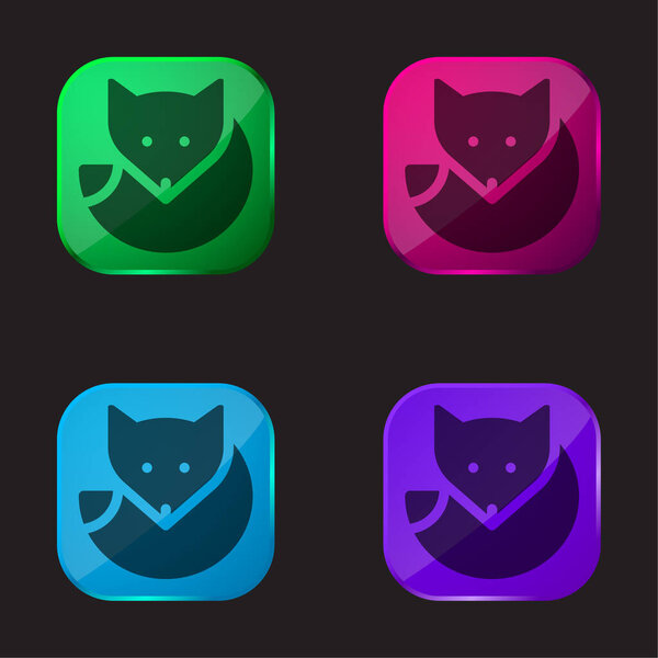 Arctic Fox four color glass button icon