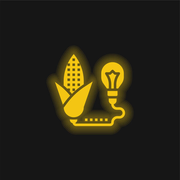 Biomass yellow glowing neon icon