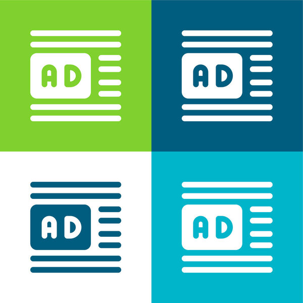 Advertisements Flat four color minimal icon set