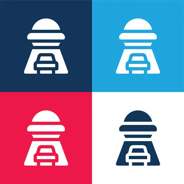 Abduction Blue Red Four Color Minimal Icon Set — Stock Vector