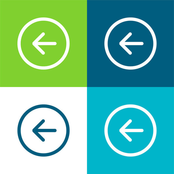 Back Left Arrow Circular Button Outline Flat four color minimal icon set