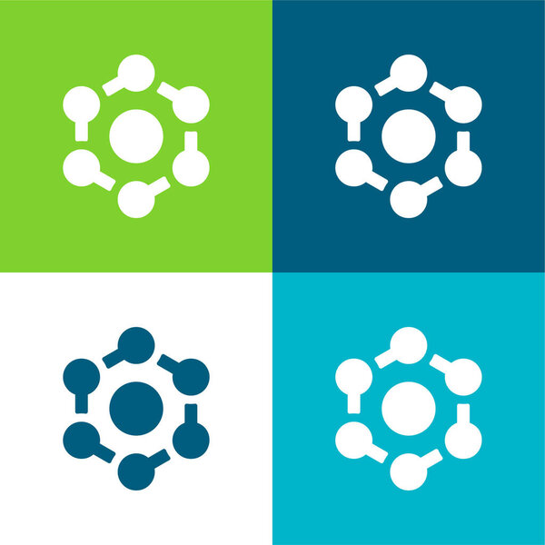 Benzene Flat четырехцветный минимальный набор значков