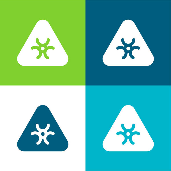 Биологическая опасность Плоский четырехцветный минимальный набор значков