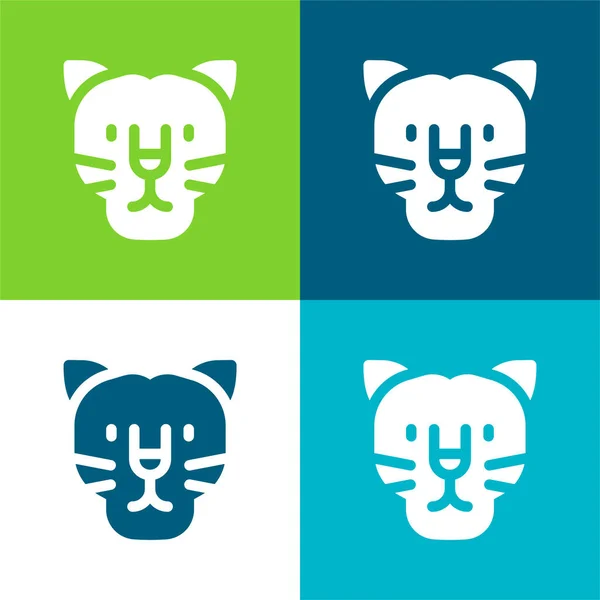 stock vector Black Panther Flat four color minimal icon set