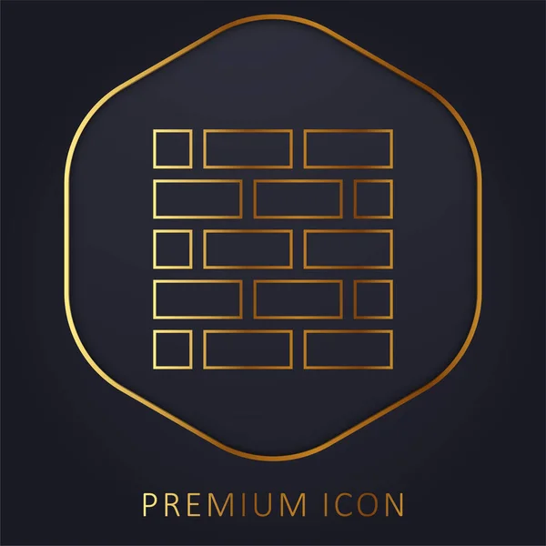 Brickwall Χρυσό Λογότυπο Γραμμή Πριμοδότηση Εικονίδιο — Διανυσματικό Αρχείο