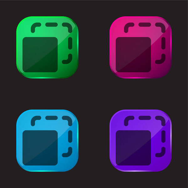 Box four color glass button icon