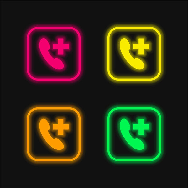 Добавить вызов четыре цвета светящийся неоновый вектор значок