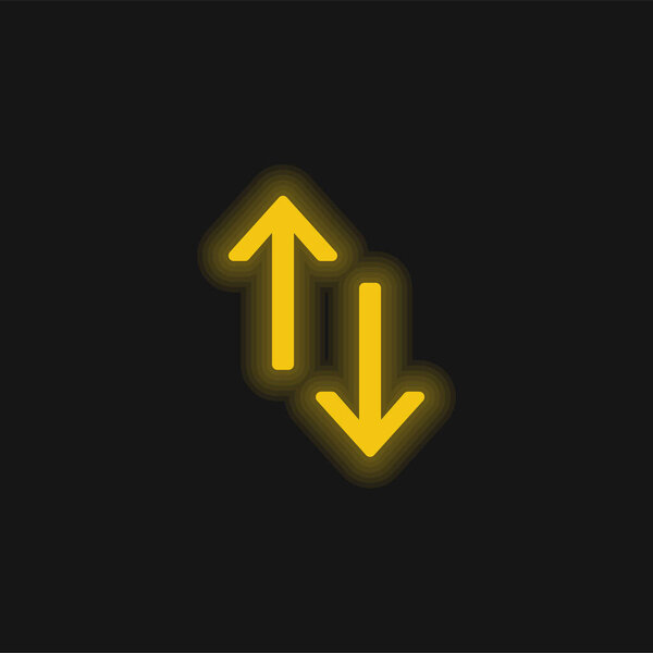 Arrows yellow glowing neon icon
