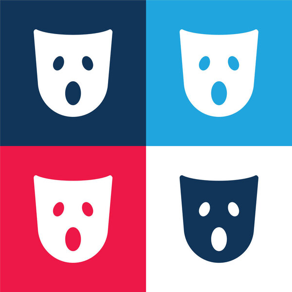 Astonishment Mask blue and red four color minimal icon set
