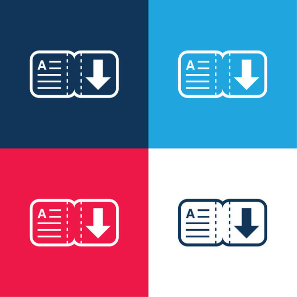 Книга синий и красный четыре цвета минимальный набор значков