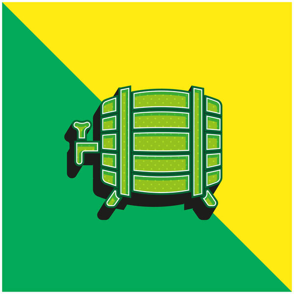 Barrel Green and yellow modern 3d vector icon logo