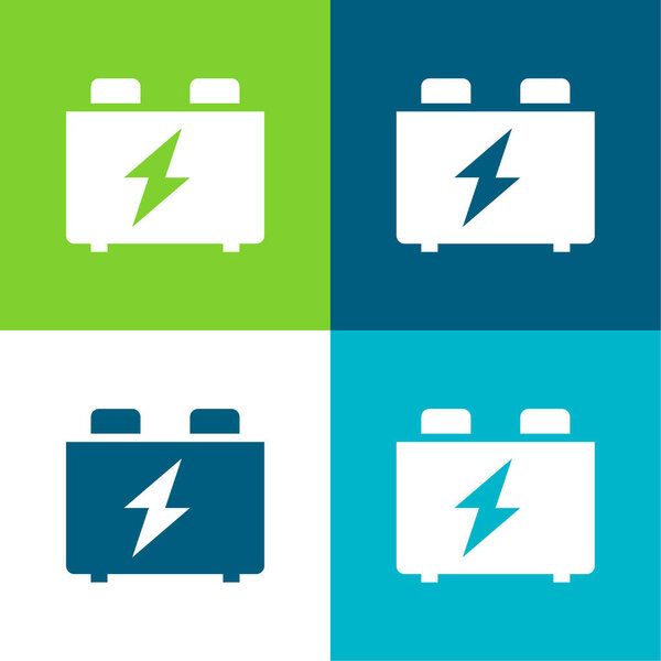 Battery Flat four color minimal icon set