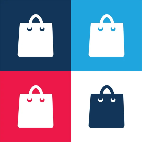 Black Shopping Bag Tool Niebieski Czerwony Zestaw Czterech Kolorów Minimalny — Wektor stockowy