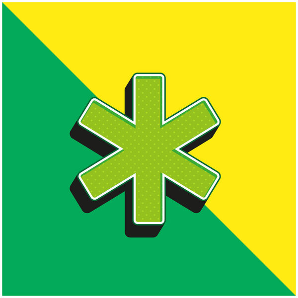 звездочка зеленый и желтый современный 3D логотип векторной иконки