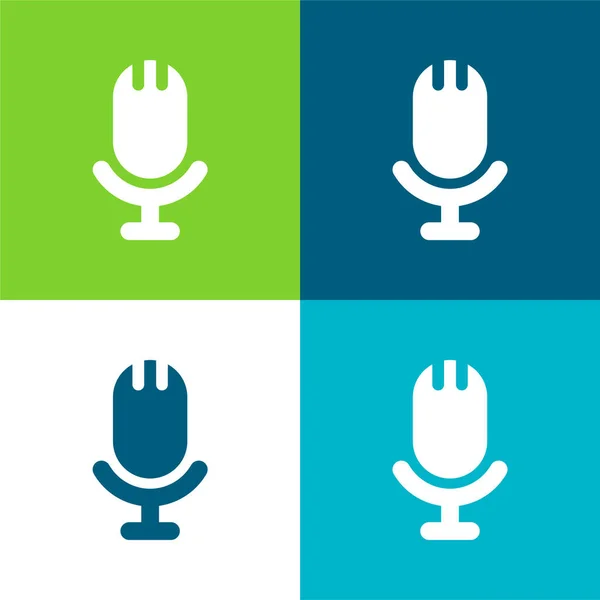 Big Microphone Flat Four Color Minimal Icon Set — Stock Vector