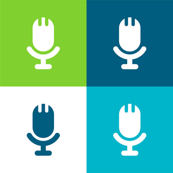 Micrófono Grande Conjunto Iconos Mínimo Cuatro Colores — Vector de stock