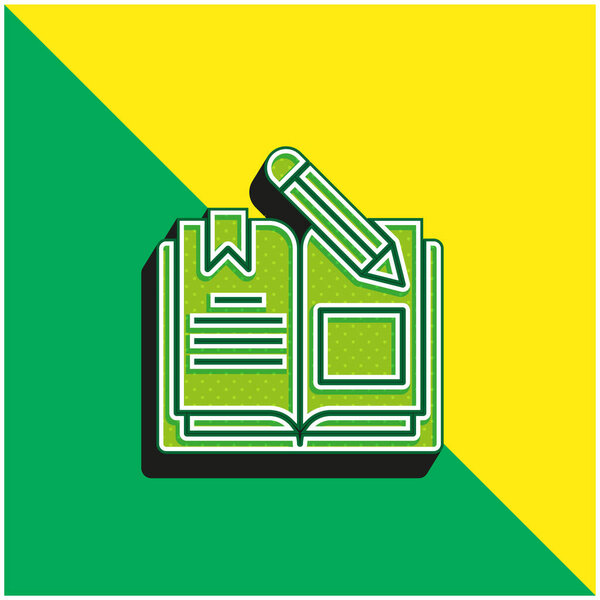 Book Green and yellow modern 3d vector icon logo