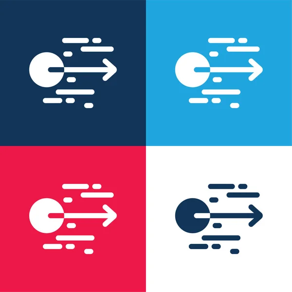 Acceleration Blue Red Four Color Minimal Icon Set — Stock Vector