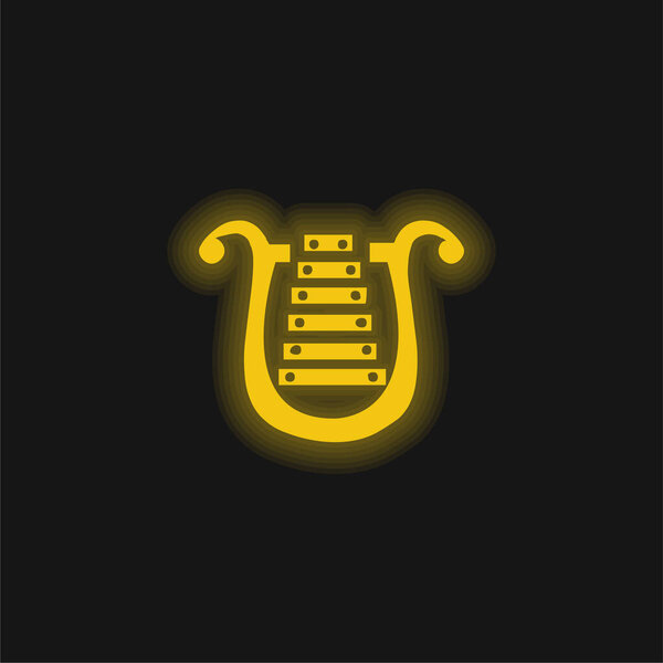 Bell Lyre yellow glowing neon icon