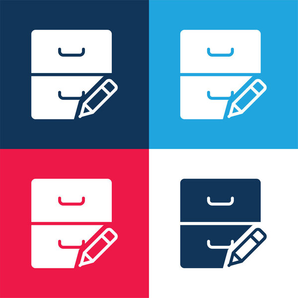 Archive blue and red four color minimal icon set