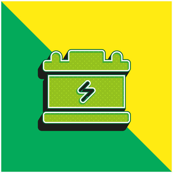 Батарея Зеленый и желтый современный 3d логотип вектора