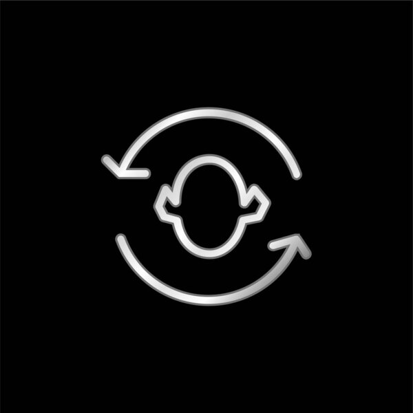 Стрелки вокруг силуэта головы серебристой метафоры