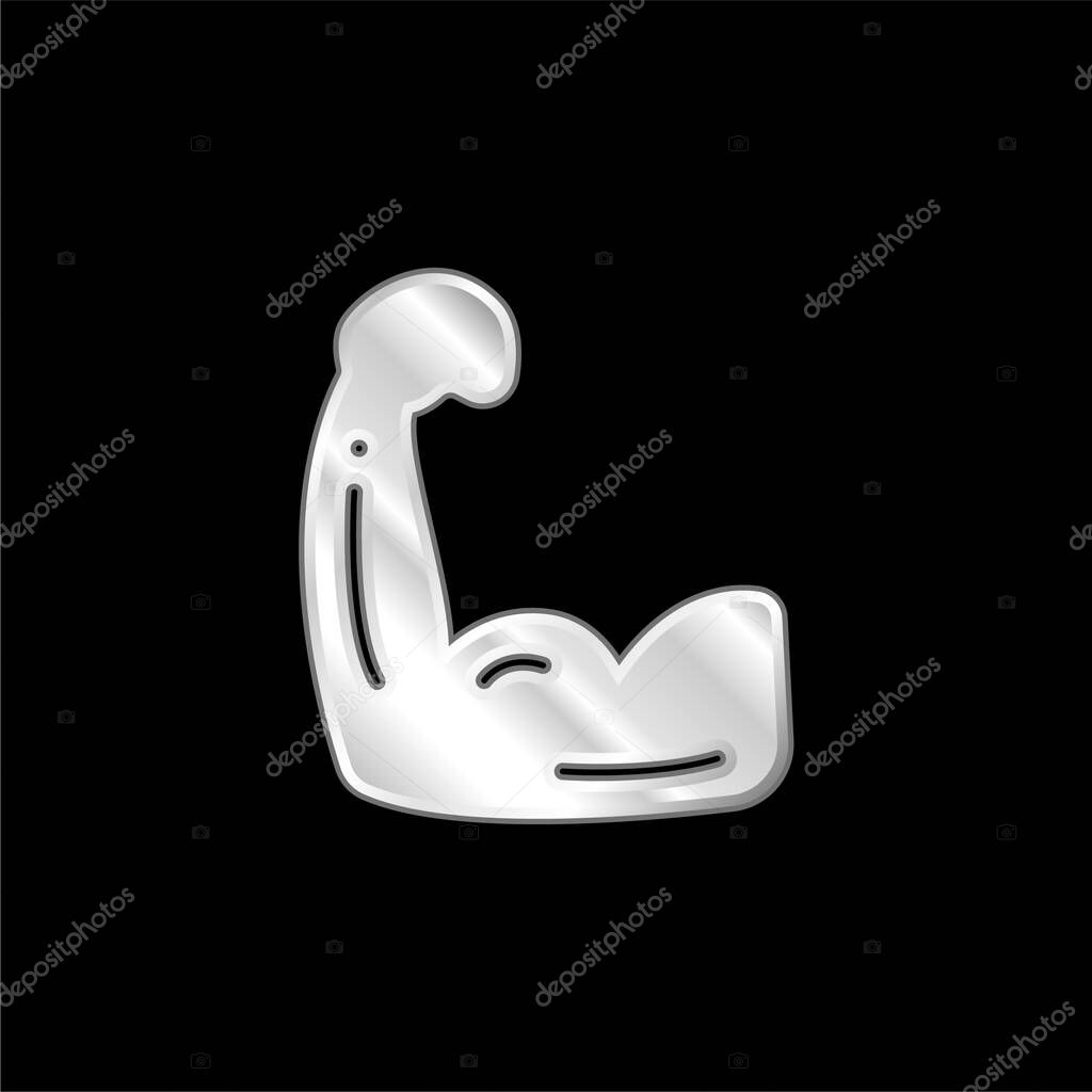 Biceps silver plated metallic icon