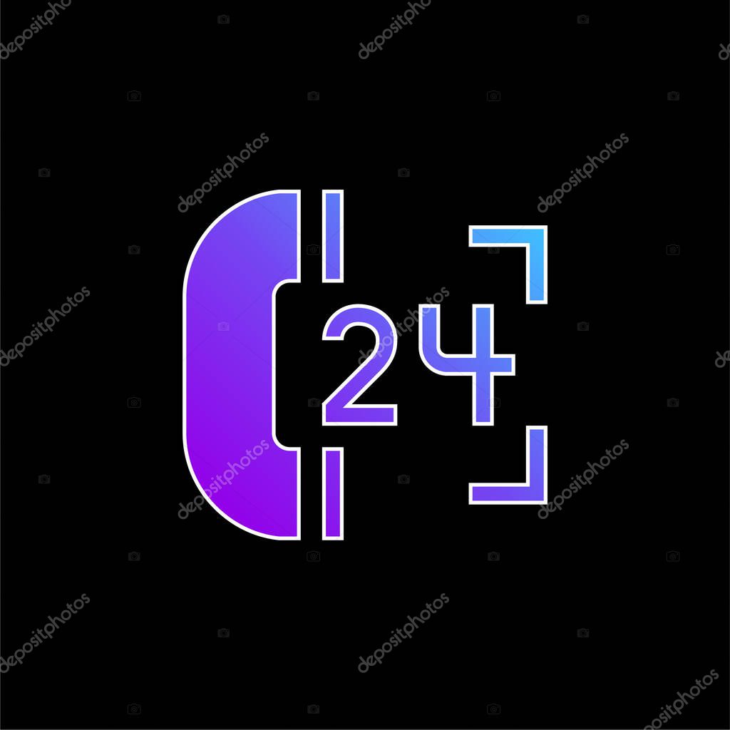 24 Hours Support blue gradient vector icon