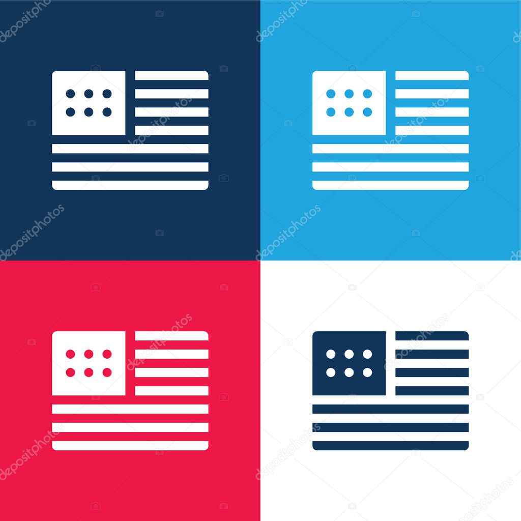 America blue and red four color minimal icon set