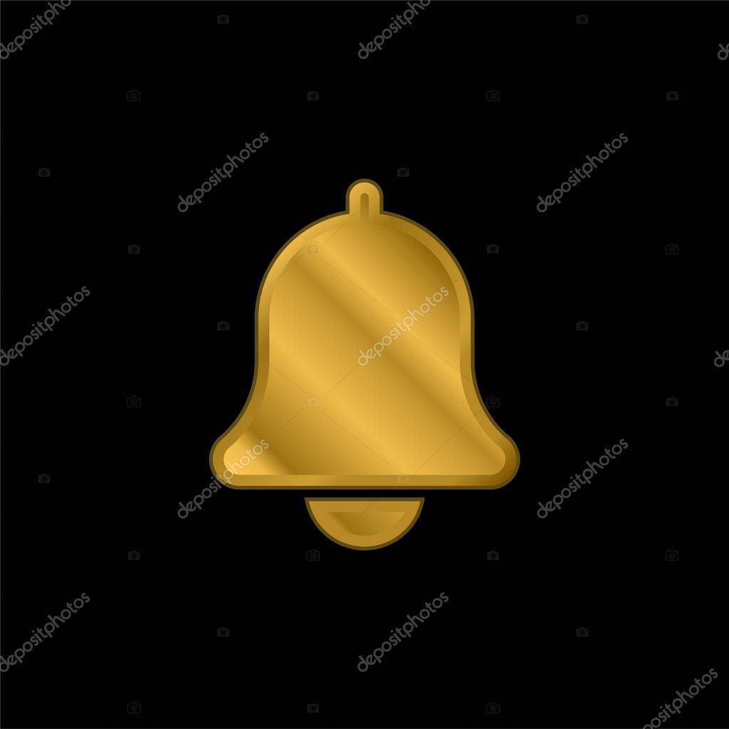 Bell gold plated metalic icon or logo vector