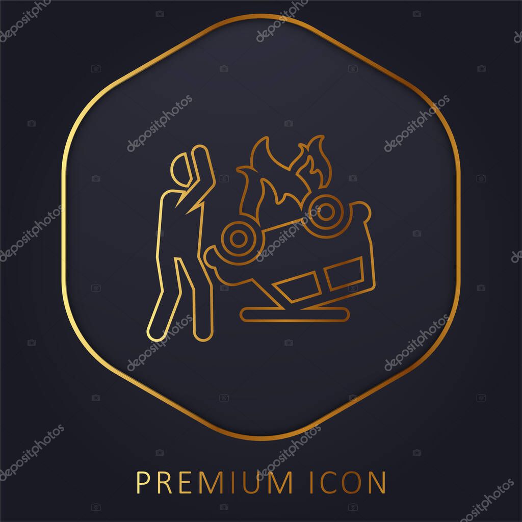 Accident golden line premium logo or icon