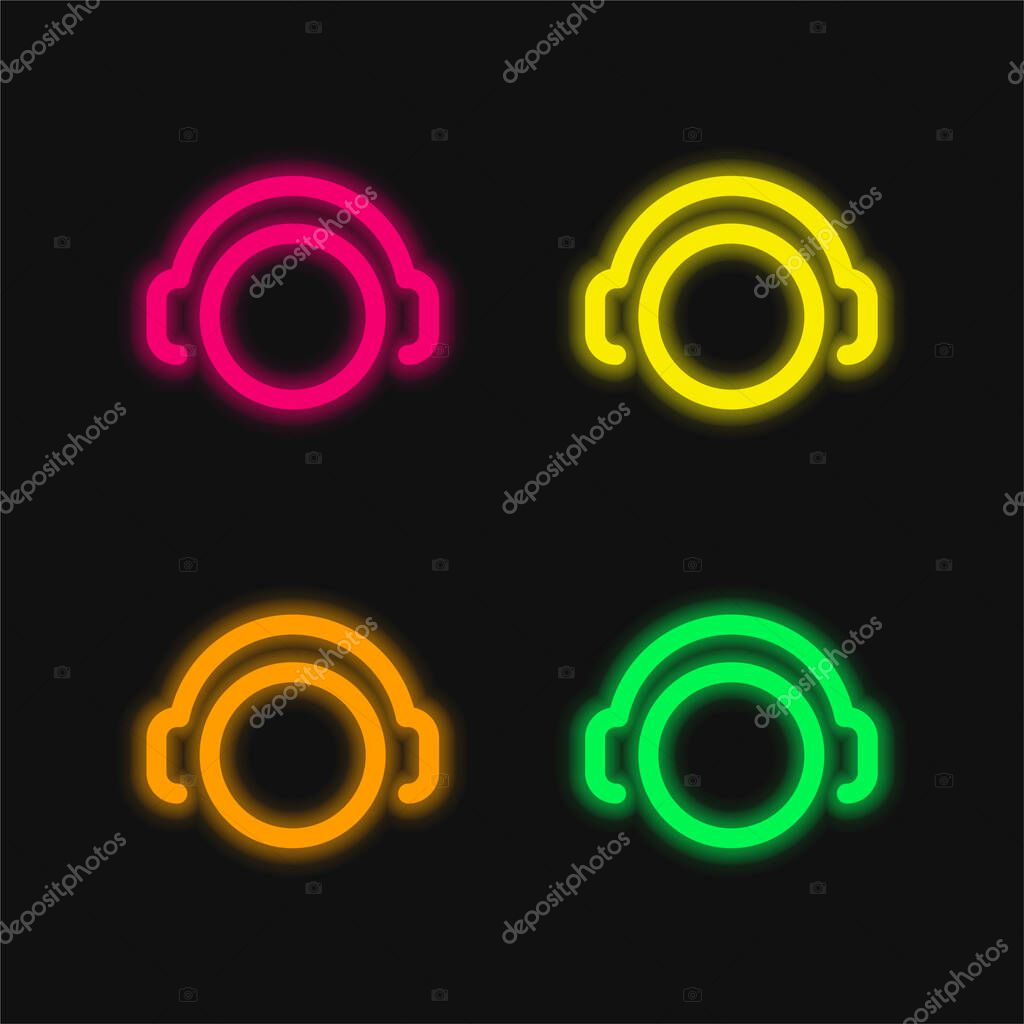 Aircraft Marshall four color glowing neon vector icon