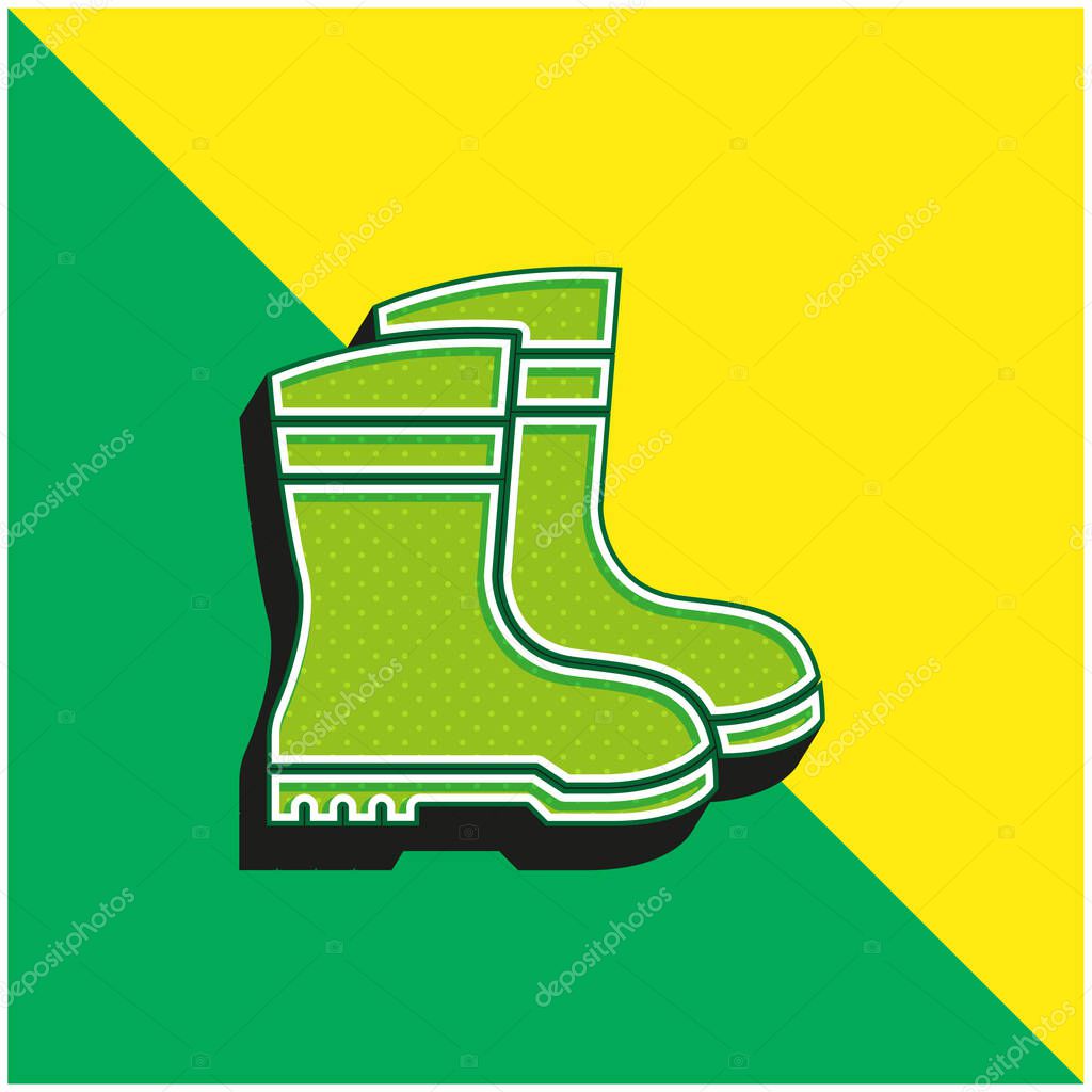 Boots Green and yellow modern 3d vector icon logo