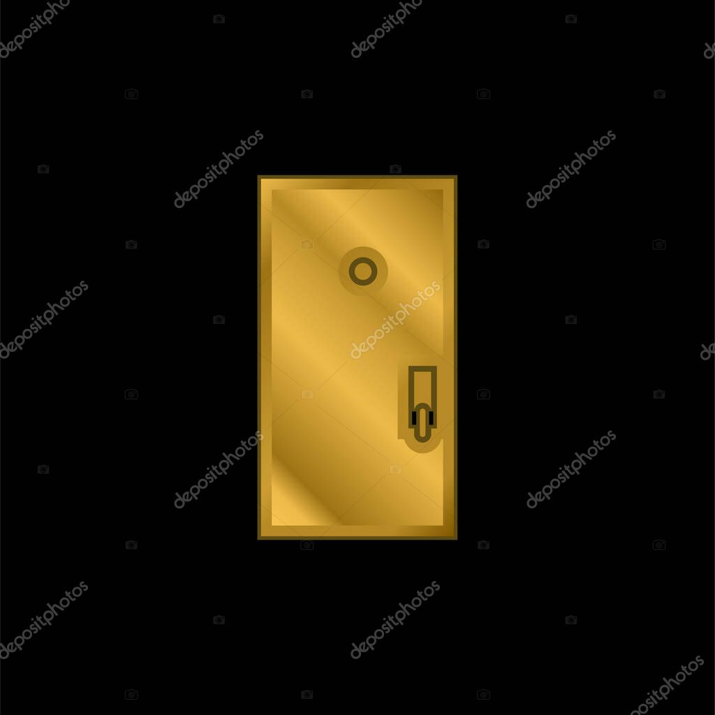 Black Door gold plated metalic icon or logo vector