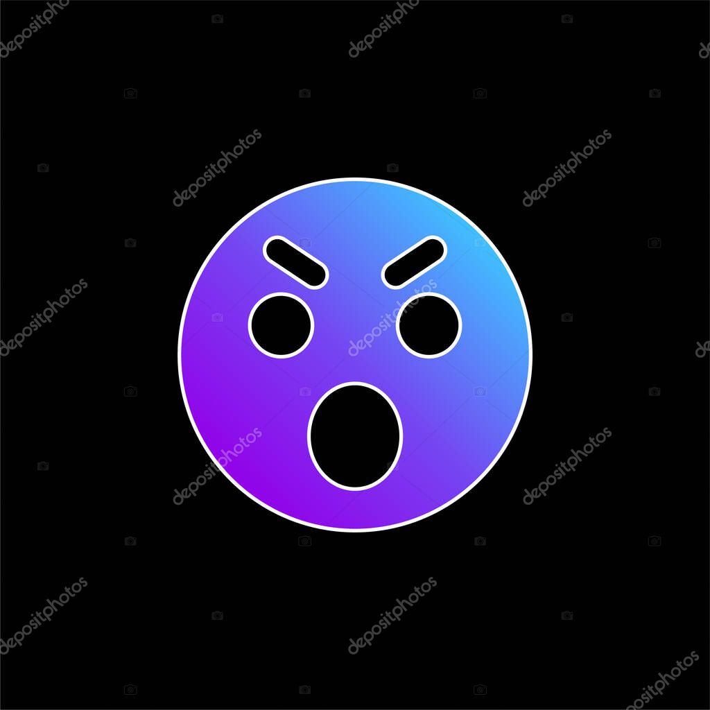Angry blue gradient vector icon
