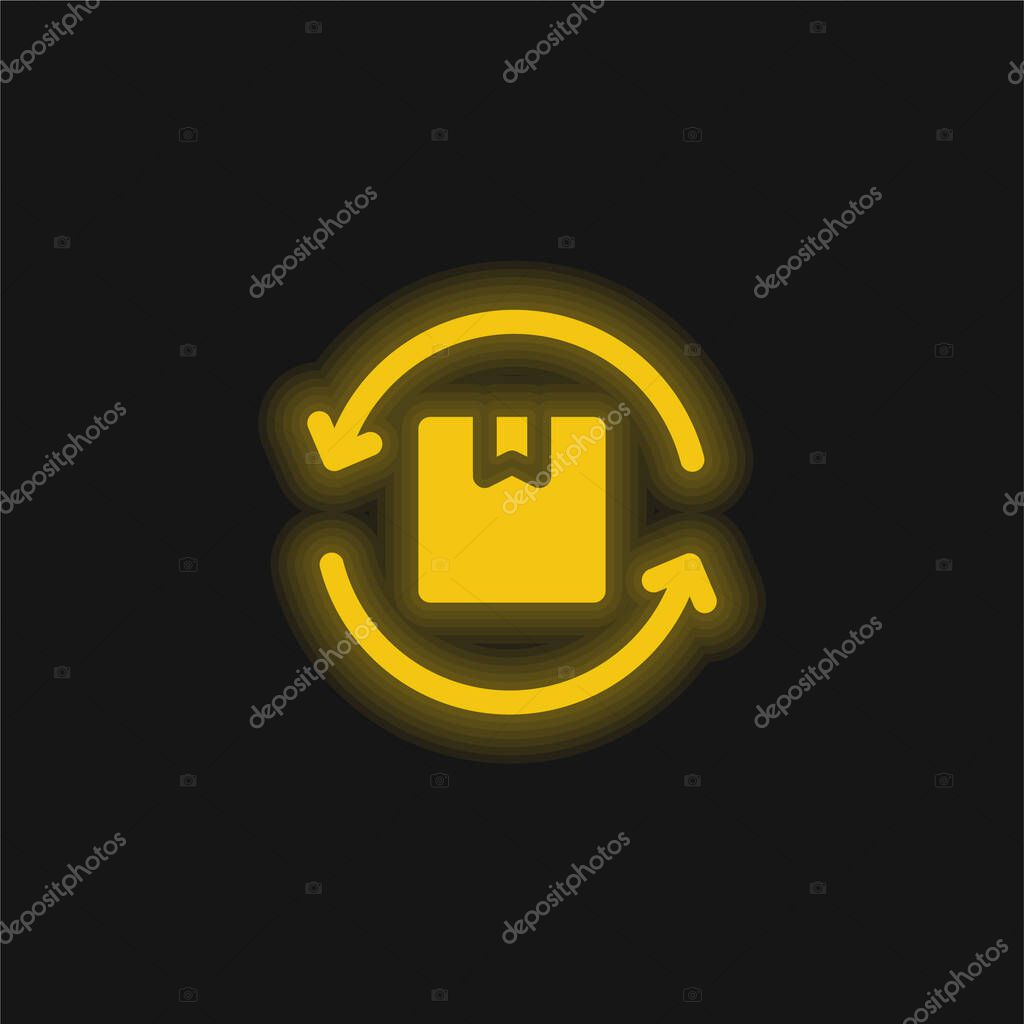 Box yellow glowing neon icon