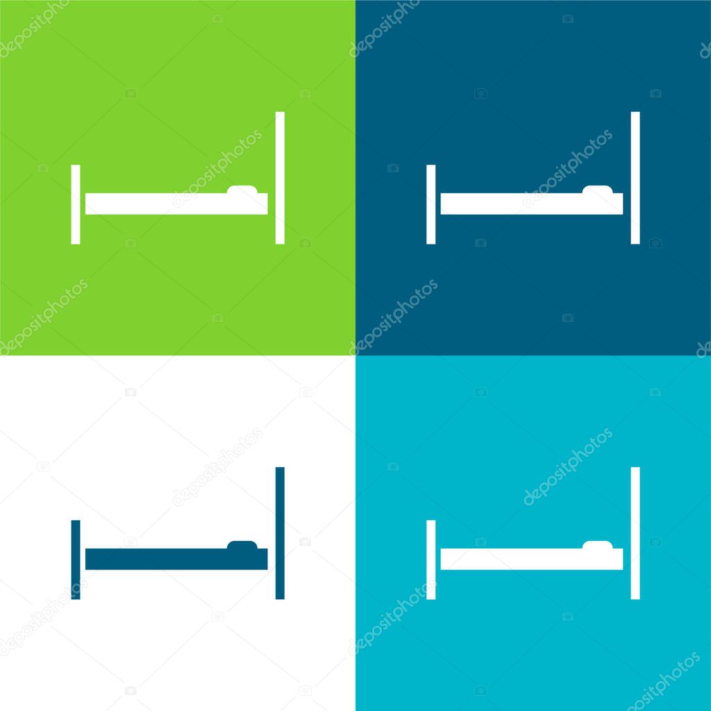 Bed Empty Side View Flat four color minimal icon set