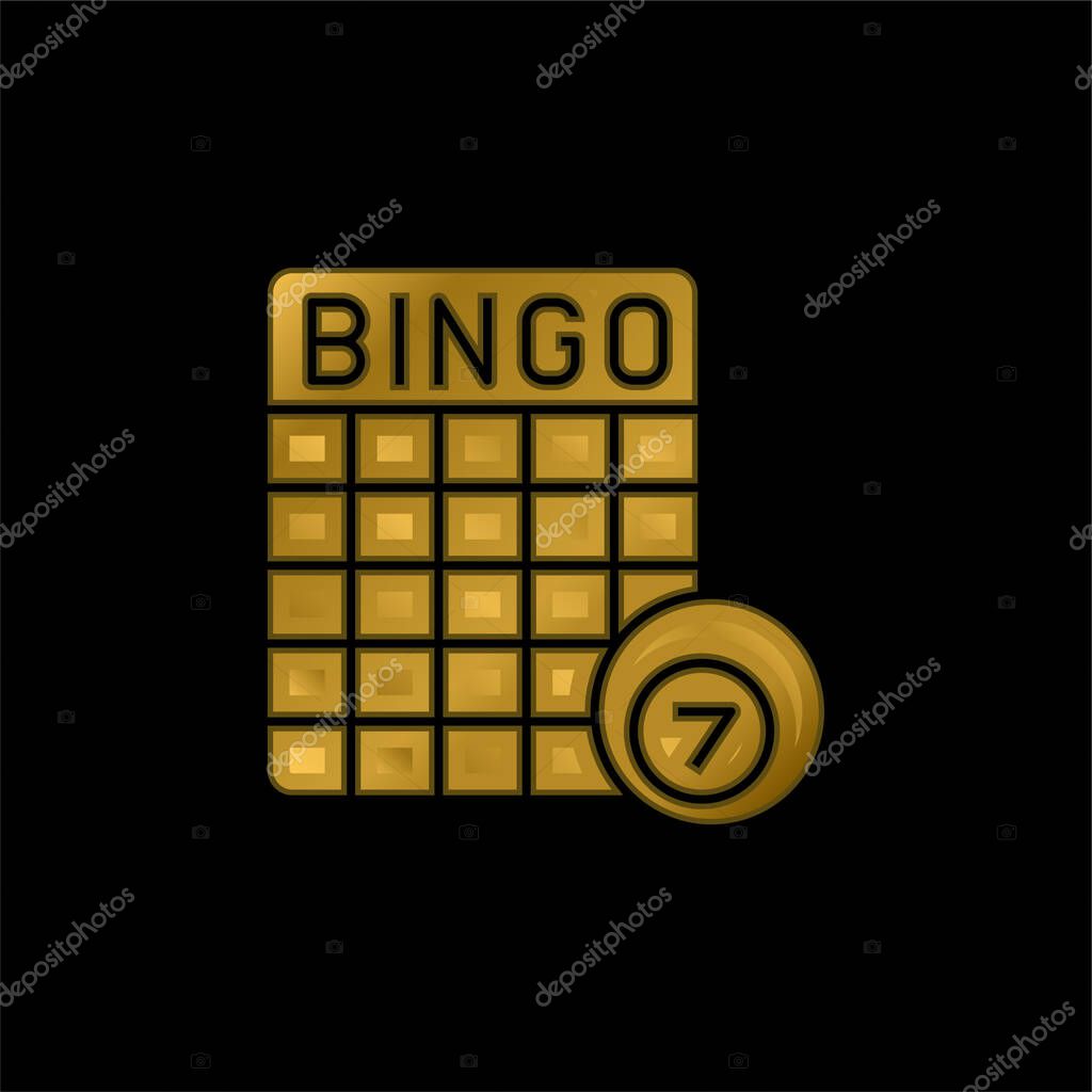 Bingo gold plated metalic icon or logo vector