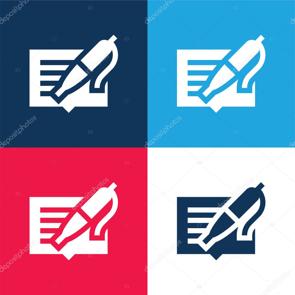 Blog blue and red four color minimal icon set