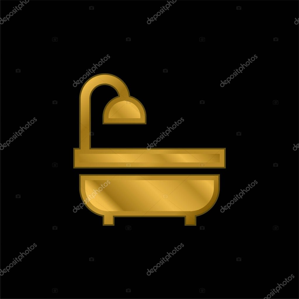 Bathtub gold plated metalic icon or logo vector