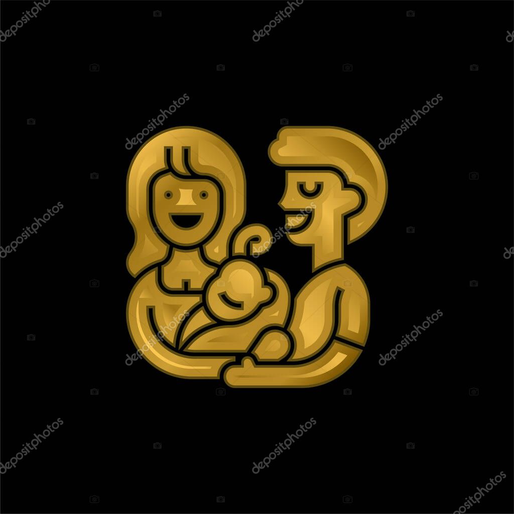 Adoption gold plated metalic icon or logo vector