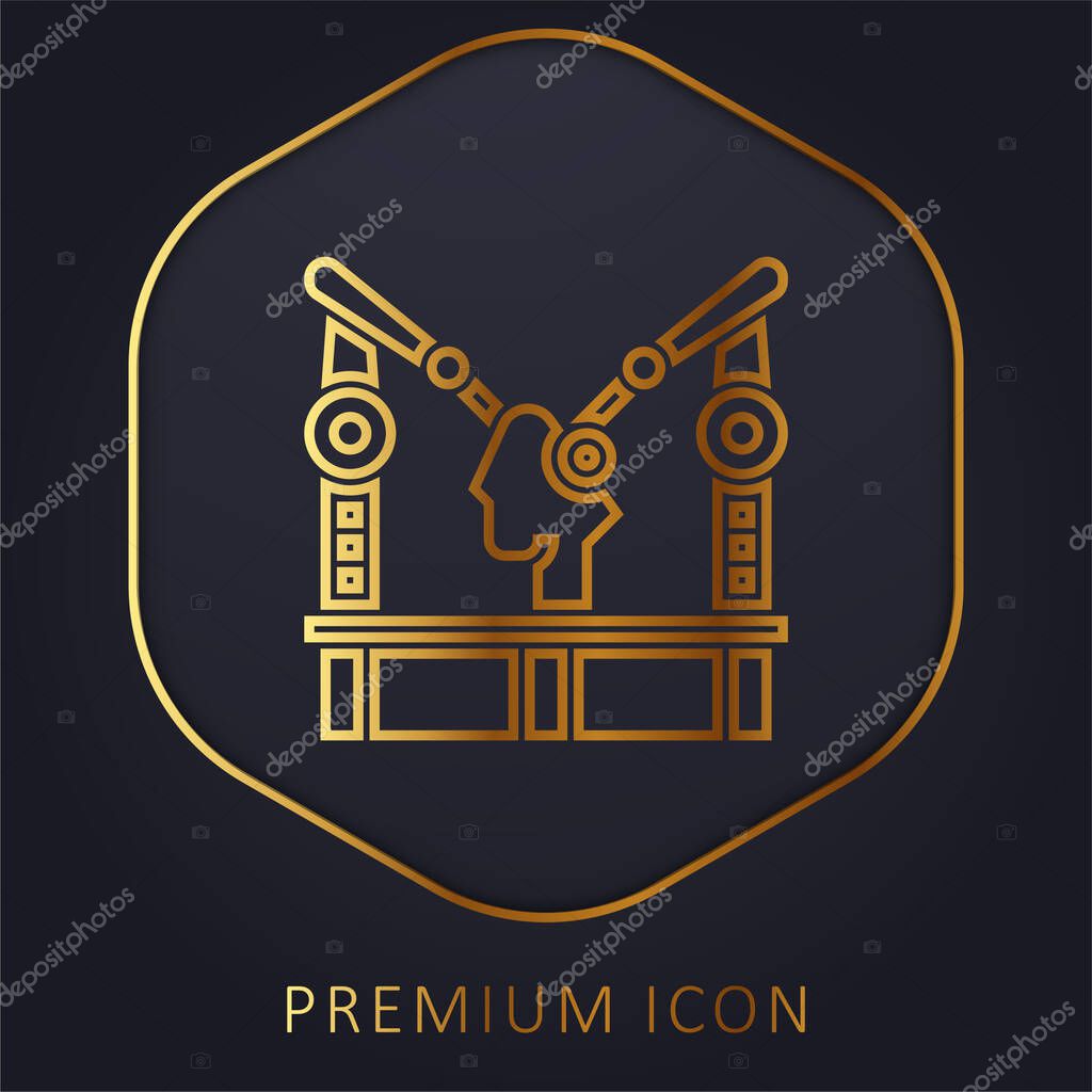 Assembly Machine golden line premium logo or icon