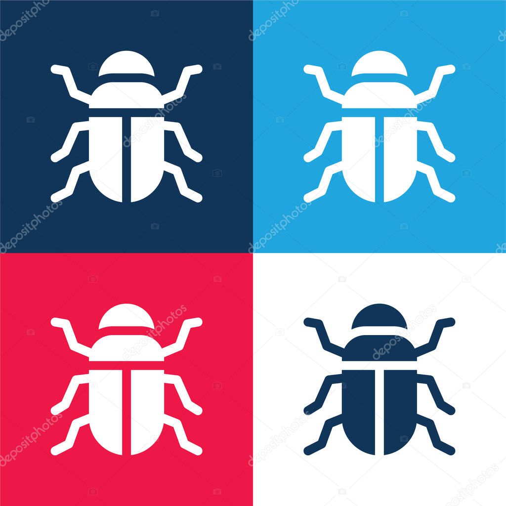 Beetle blue and red four color minimal icon set