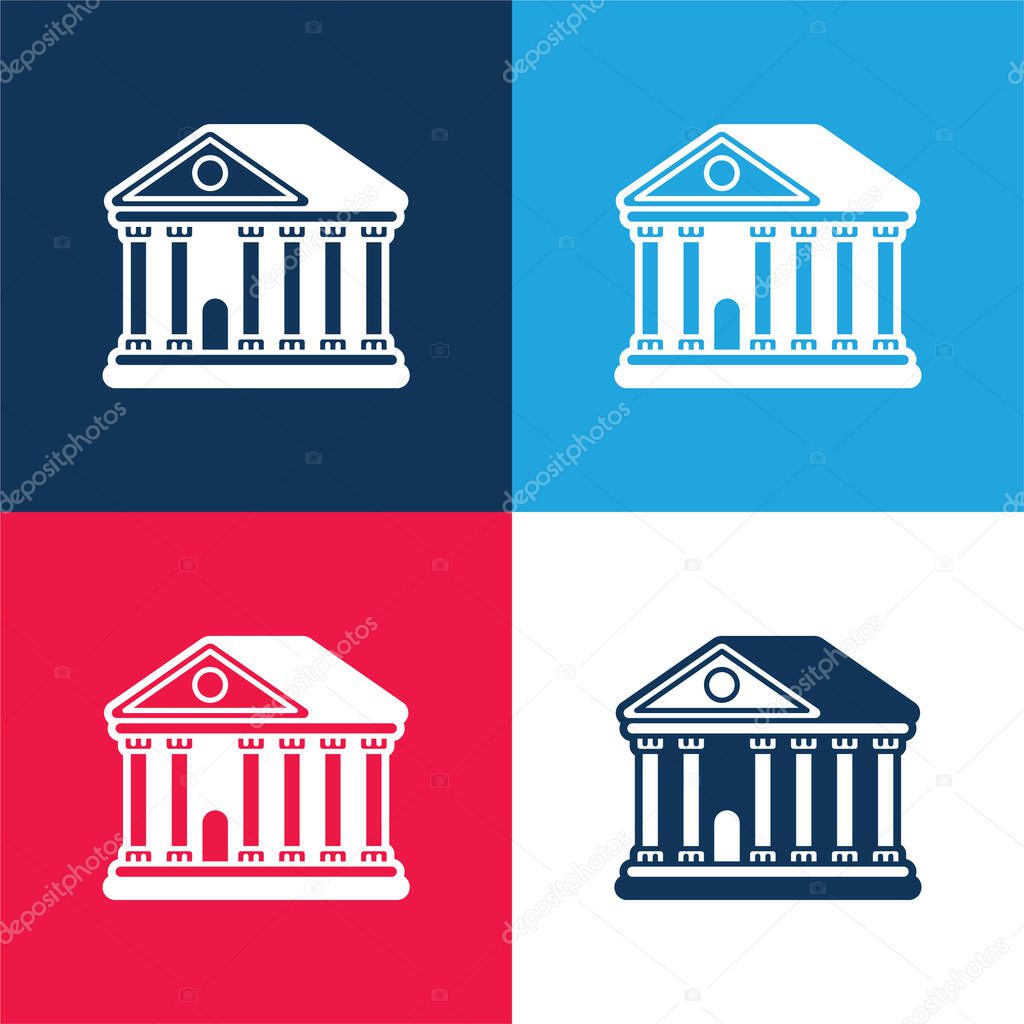 Bank blue and red four color minimal icon set