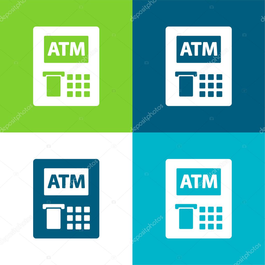 ATM Flat four color minimal icon set