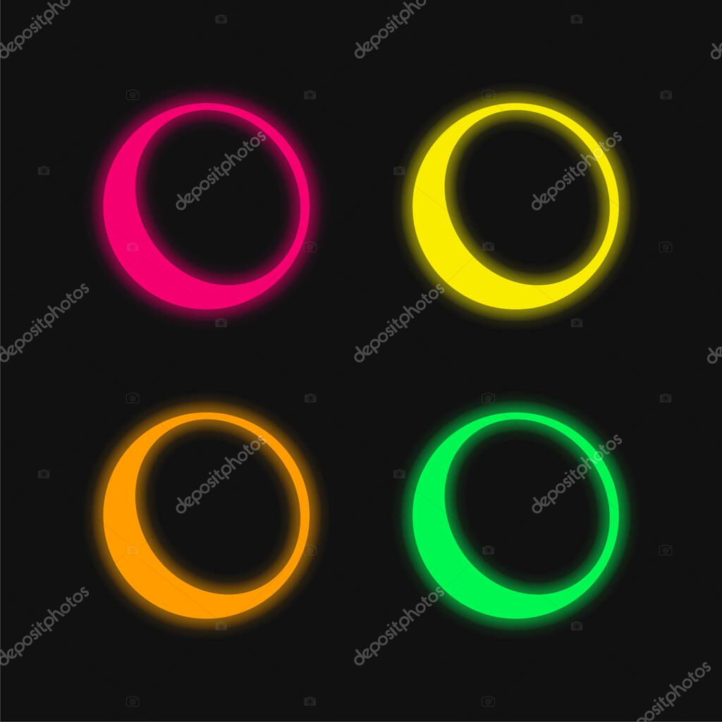 Ball Outline With Shadow At The Edge four color glowing neon vector icon