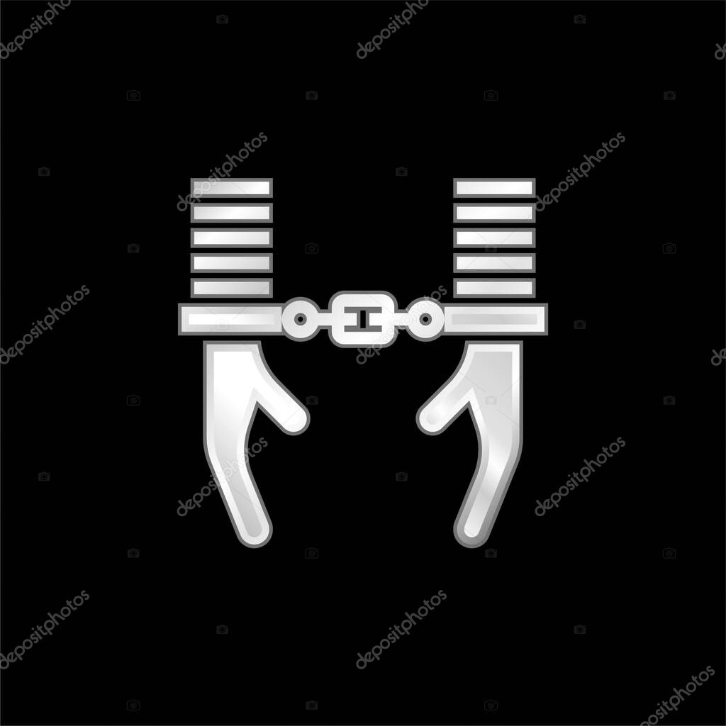 Arrest silver plated metallic icon